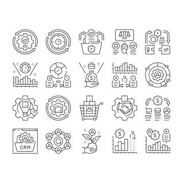Business process efficiency icons set vector Stock Illustration
