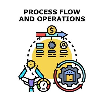 Business process flow and operations management concept Stock Illustration