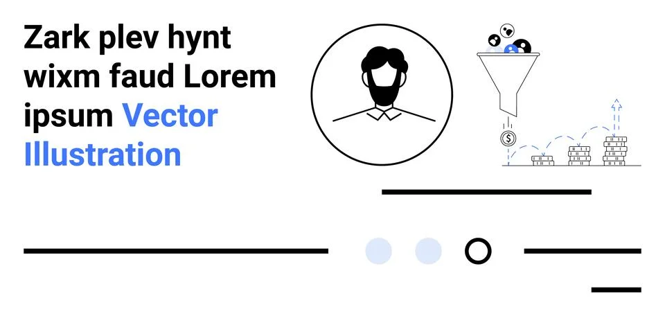 Business Process Flow with Funnel, User Icon and Dummy Text for Data Analysis Stock Illustration