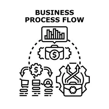 Business process flow management and optimization concept illustration Illustrazione stock