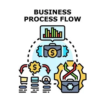 Business process flow management and optimization concept illustration 스톡 일러스트
