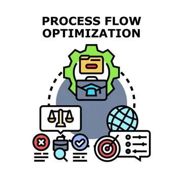 Business process flow optimization concept illustrating workflow management Stock Illustration