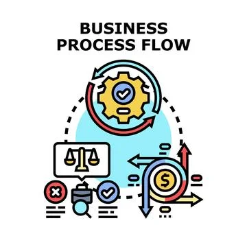 Business process flow optimization managing financial strategy Illustrazione stock