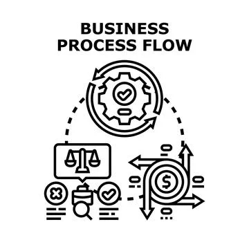 Business process flow optimization managing financial strategy Stock Illustration