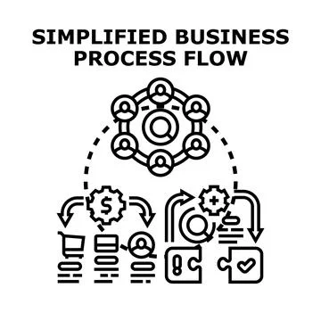 Business process flow simplifying workflow management concept Stock Illustration