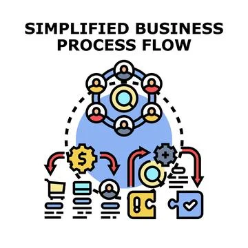 Business process flow simplifying workflow management concept Stock Illustration