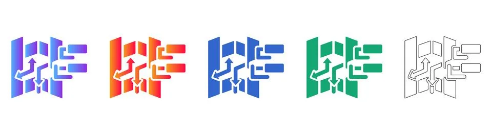 Business Process Flowchart Icon Set Illustrazione stock