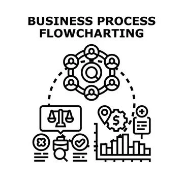 Business process flowcharting planning strategy and analysis Illustrazione stock