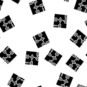 Business process glyph vector seamless pattern Stock Illustration