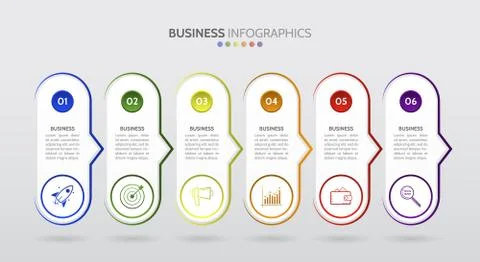 Business process graph, step to success diagram and arrow timeline vector inf Stock Illustration