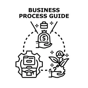 Business process guide concept developing growth strategy Stock Illustration