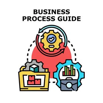 Business process guide planning a strategic workflow Ilustração Stock