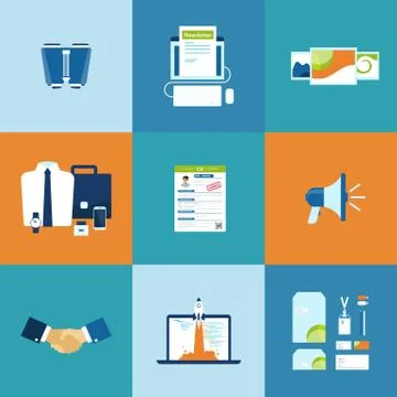 Business process icons set Stock-Illustration