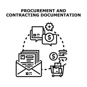 Business process illustrating the lifecycle of procurement and contracting, i Stock-Illustration