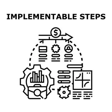 Business process improvement implementing strategic development steps Illustrazione stock