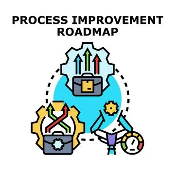 Business process improvement roadmap planning concept Stock Illustration