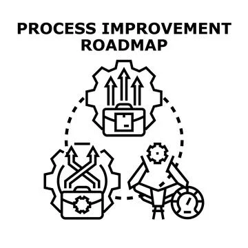 Business process improvement roadmap planning concept Stock Illustration