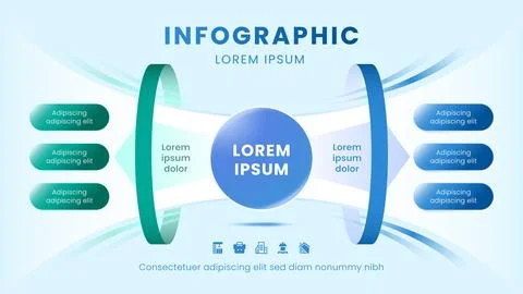 Business Process Infographic Template with Circular Flow Diagram Stock Illustration