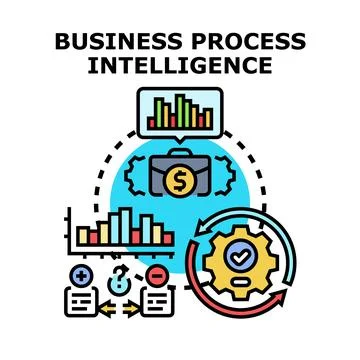 Business process intelligence analyzing data for optimization Stock Illustration