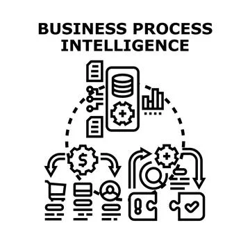 Business process intelligence optimizing digital workflow process Illustrazione stock