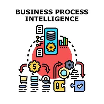 Business process intelligence optimizing digital workflow process Stock Illustration