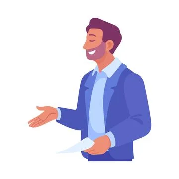 Business Process with Man Busy with Analytics Vector Illustration Stock Illustration