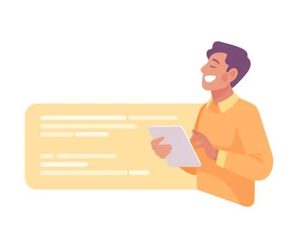 Business Process with Man Busy with Analytics Vector Illustration イラスト素材