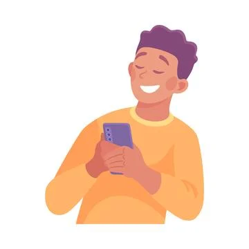 Business Process with Man with Smartphone Busy with Analytics Vector Stock Illustration