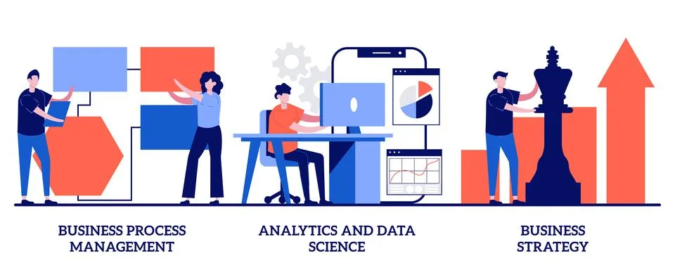 Business process management, analytics and data science, business strategy .. Stock Illustration