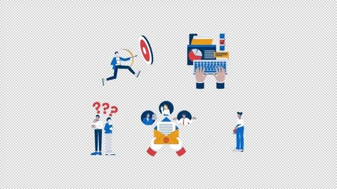 Business process management and strategy cartoon doodle animation pack Stock Footage 345214680