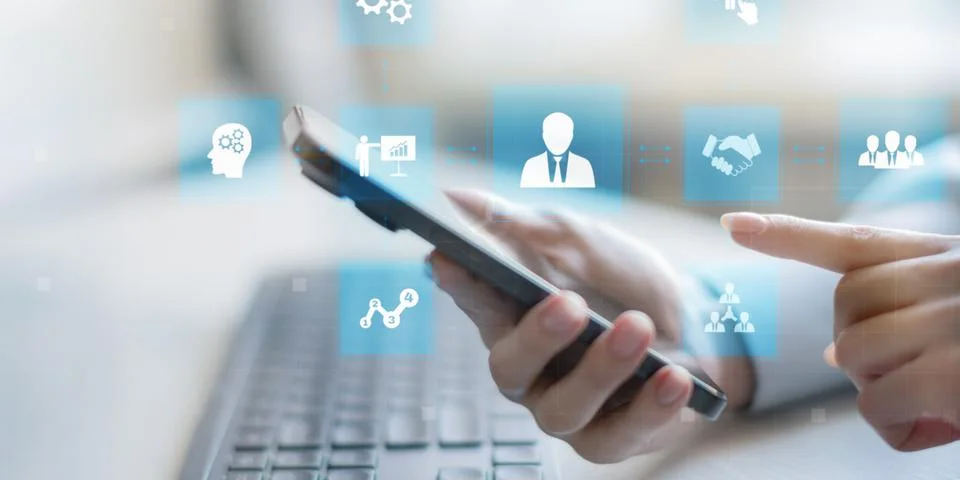 Business Process Management and Workflow Automation Illustrated on Digital Ta Stock Photos