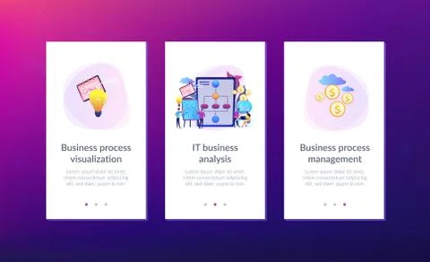 Business process management app interface template. Illustrazione stock