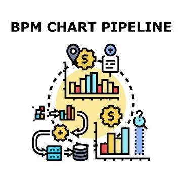 Business process management chart pipeline operations workflow Stock Illustration