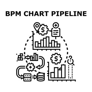 Business process management chart pipeline operations workflow Stock Illustration