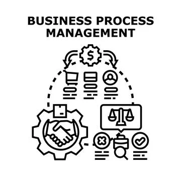 Business process management concept optimizing workflow and operations Stock Illustration