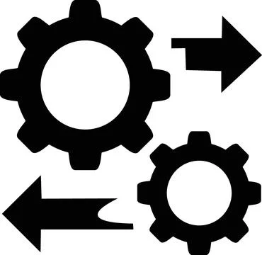 Business process management gear synchronization icon Stock Illustration