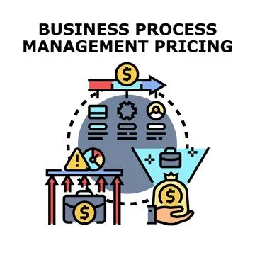 Business process management pricing optimizing costs concept Stock Illustration