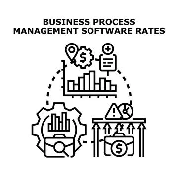 Business process management software rates concept Stock Illustration