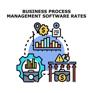 Business process management software rates concept Stock Illustration