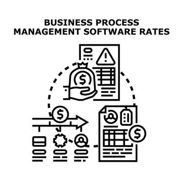 Business process management software rates concept Stock Illustration