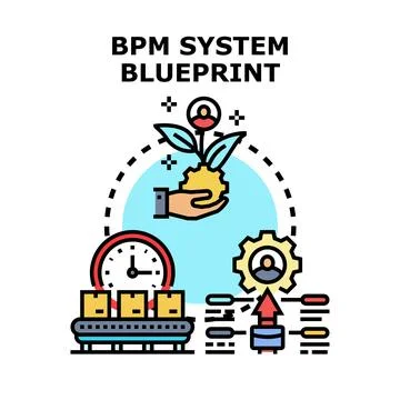 Business process management system blueprint developing workflow Stock Illustration