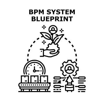 Business process management system blueprint developing workflow 스톡 일러스트