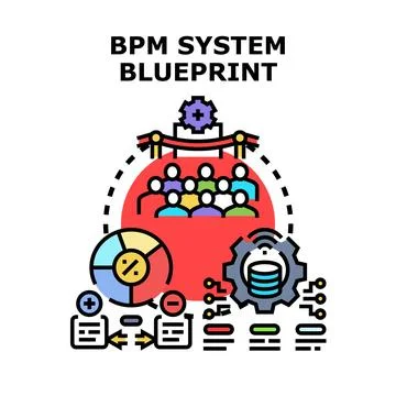 Business process management system blueprint planning 스톡 일러스트