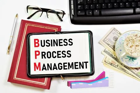 Business process management. The text label in the planning notebook. Stock Photos