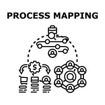 Business process mapping for corporate workflow efficiency Stock Illustration