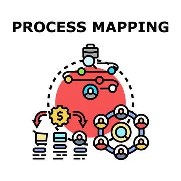 Business process mapping for corporate workflow efficiency Stock Illustration