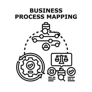Business process mapping optimizing digital workflow management Stock Illustration