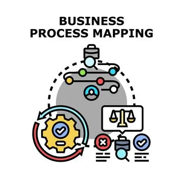 Business process mapping optimizing digital workflow management 库存插图