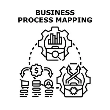 Business process mapping optimizing management strategy Stock Illustration