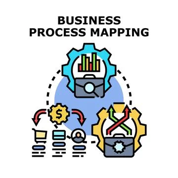 Business process mapping optimizing management strategy Stock Illustration